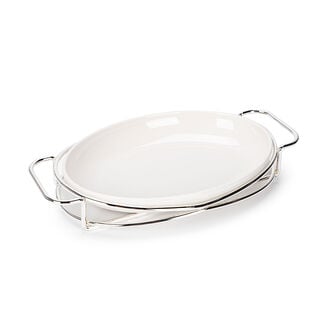 Oval Plate With Stand Silver 12"