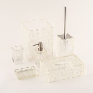 Homez Clear and Brushed Bronze High Clear Polyresin Lotion Dispenser, 7.5*7.5*17.2 Cm