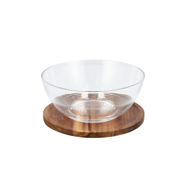 Glass Mixing Bowl With Wood Lid image number 2