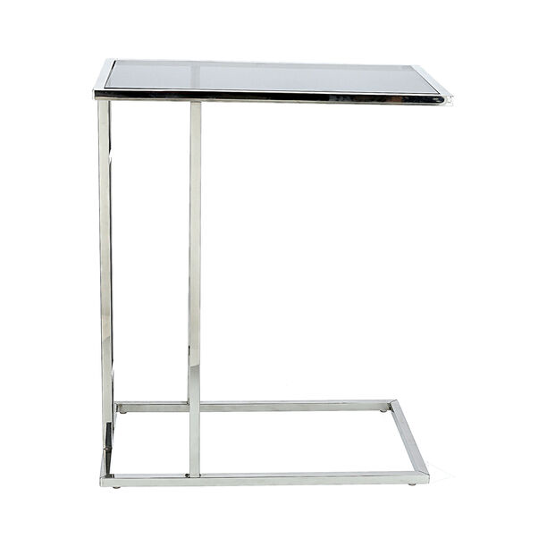 Silver Stainless Steel Side Table With Glass Top image number 3