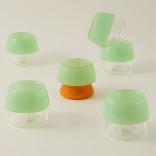 Dallaty 6Pcs Glass Saudi Coffee Cup Set, Green