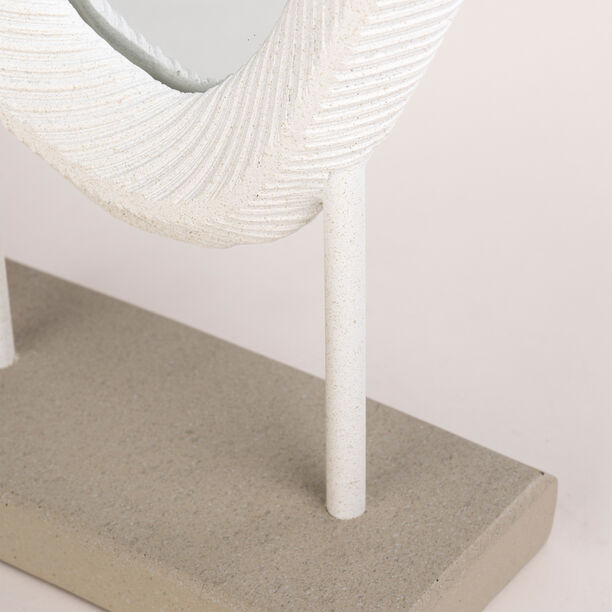Homez off white resin mirror with ribbed texture 22*9.7*48.7 cm image number 3