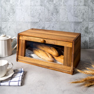 Alberto Acacia Wood Bread Bin 38.5*22*19 cm