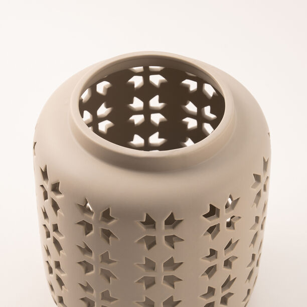 Homez beige ceramic candle holder 14*14*16 cm image number 2