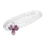 La Mesa Glass Oval Platter With Violet Crystal Flower 40 Cm image number 1