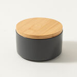 3 Pcs Grey Chalk Storage Jars With Bamboo Lid image number 2