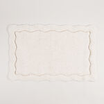 Boutique Blanche White Cotton Blend Scalloped Tufted Bathmat, 60*90 Cm image number 0