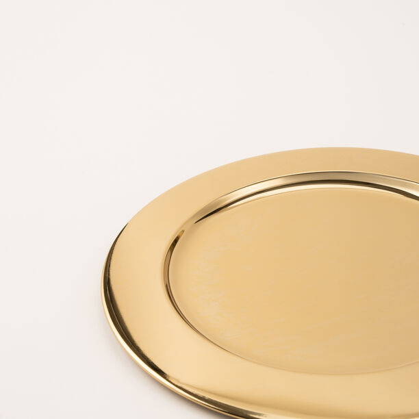 طبق لأسفل صحن المائدة معدن من مجموعة أُلْفَة باللون الذهبي image number 2
