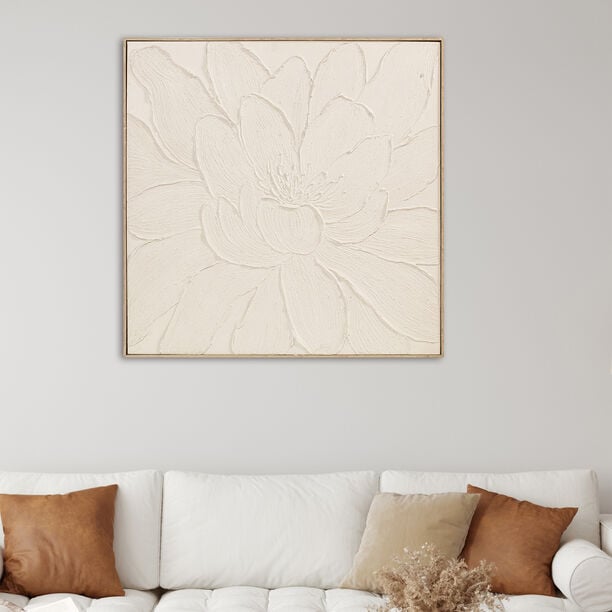 Homez wall art framed canvas wood, beige 100*100cm image number 1
