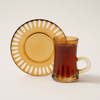 Dallaty 12pcs glass tea set brown