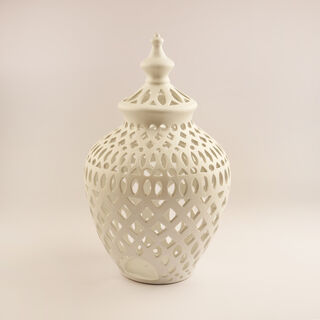 Lucerna Ceramic Ramadan Candle Holder, White 25*25*42Cm