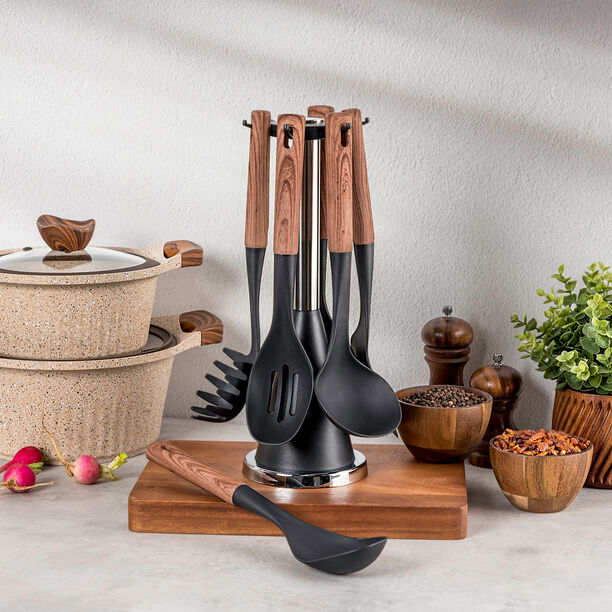 6PCS UTENSIL SET BIG HDL with ROTATING STAND NEW image number 0