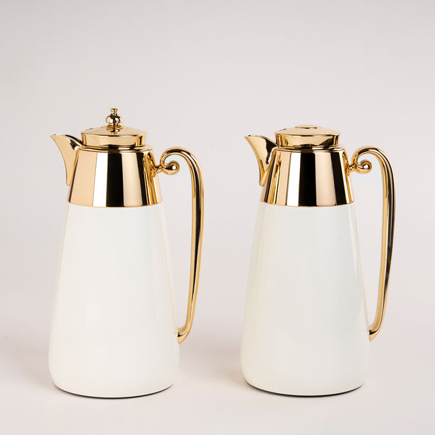 Dallaty set of 2 steel vacuum flask beige & gold 1L image number 0