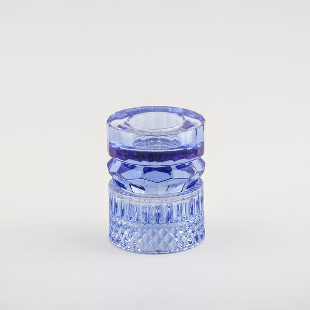 "Homez Blue Diamond Glass Candle Holder 13.3*13.3*15.4 cm image number 1