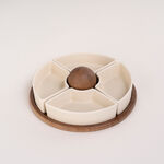 Dallaty porcelain and wood nuts plate set 5 pcs image number 1