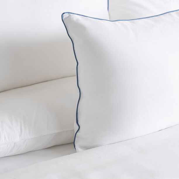 3Pcs cotton duvet cover 260*220cm contrast piping blue image number 2