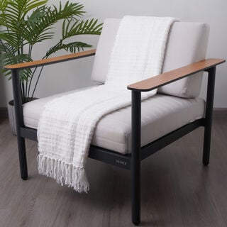 Cottage 100% Polyester Woven Blanket, Off White 130*170Cm