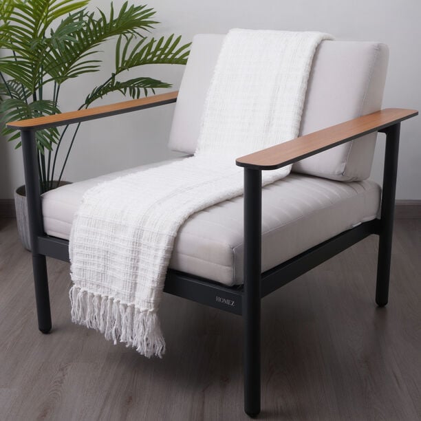 Cottage 100% Polyester Woven Blanket, Off White 130*170Cm image number 3