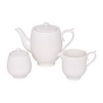 Loving Home Porclain Set Of 3 Pieces 1 Tea Pot 1 Creamer 1 Sugar Bowl White Color  image number 0