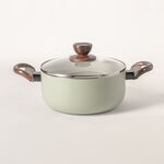 7 Pcs non stick cookware set with glass lid green image number 3