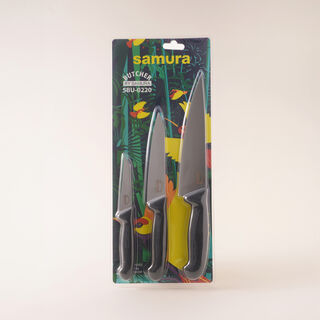 Samura butcher set of 3 stainless steel knives, black