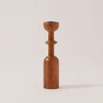 هومز حامل شموع عامودي خشب 5*5*22سم، بني image number 2