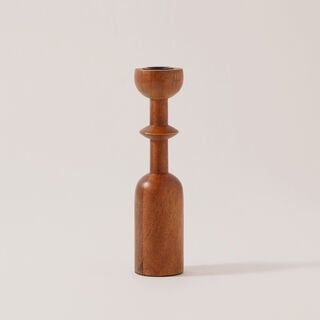 هومز حامل شموع عامودي خشب 5*5*22سم، بني