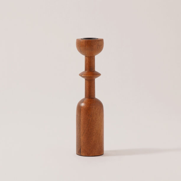 هومز حامل شموع عامودي خشب 5*5*22سم، بني image number 2