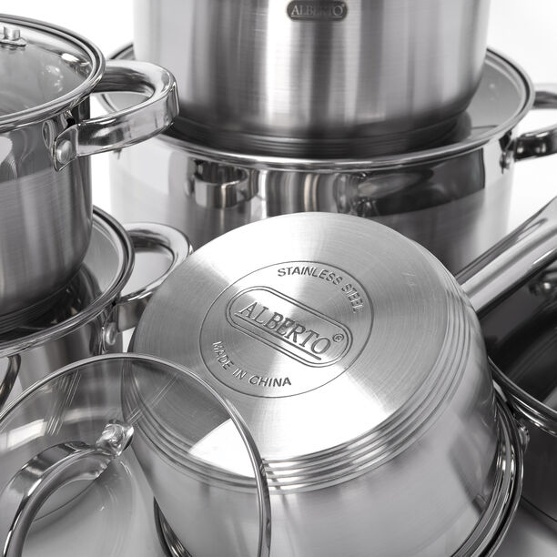 Alberto 12Pcs Stainless Steel Cookware Set image number 3
