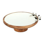 Wooden Round Dish With Olive Decoraction Small 25Cm image number 0