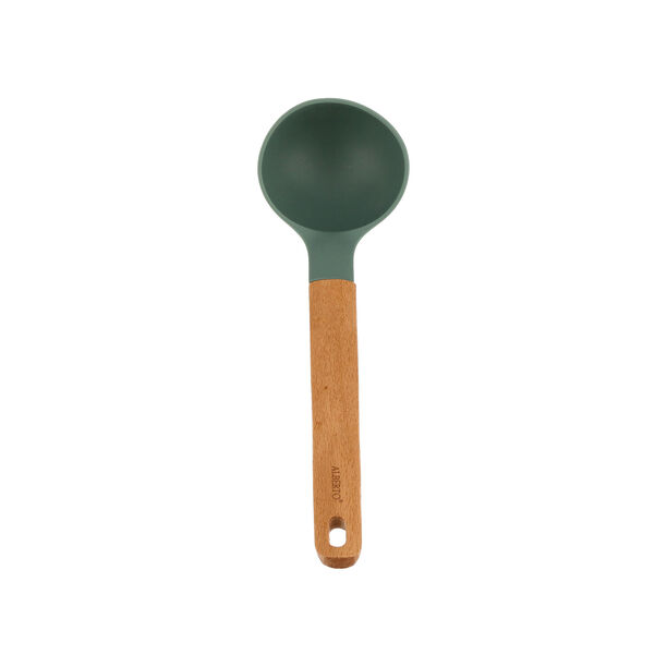 Silicone Soup Ladle with Wooden Handle image number 1