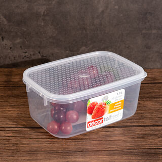 Decor Plastic Food Saver Rectangle Shape V: 1 L White Lid ( Tellfresh)