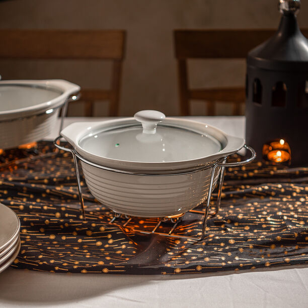 La Mesa 11"Round Casserole With Candle Stand Silver image number 3