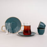 Arabic Tea and Coffee Set 18Pc Porcelain Mattglow Green image number 0