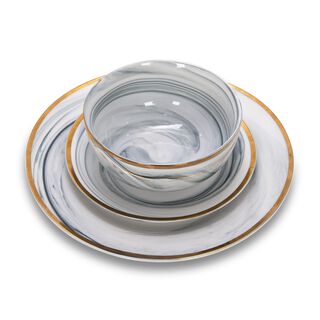 La Mesa Dinner Set 18 Pieces Grey Marble With Gold