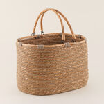 Homes Rattan Storage Bag With Grey Ropes And Straw image number 0