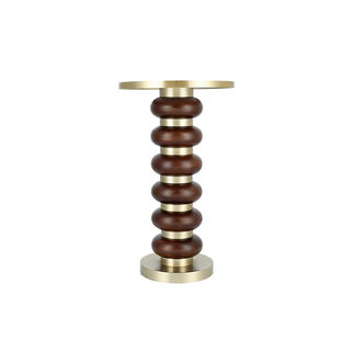 Drink Table Wood Base Brass Gold Top 30 *51 cm