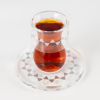 دلتي طقم بيالات شاي أكريليك مع صحون 12 قطعة