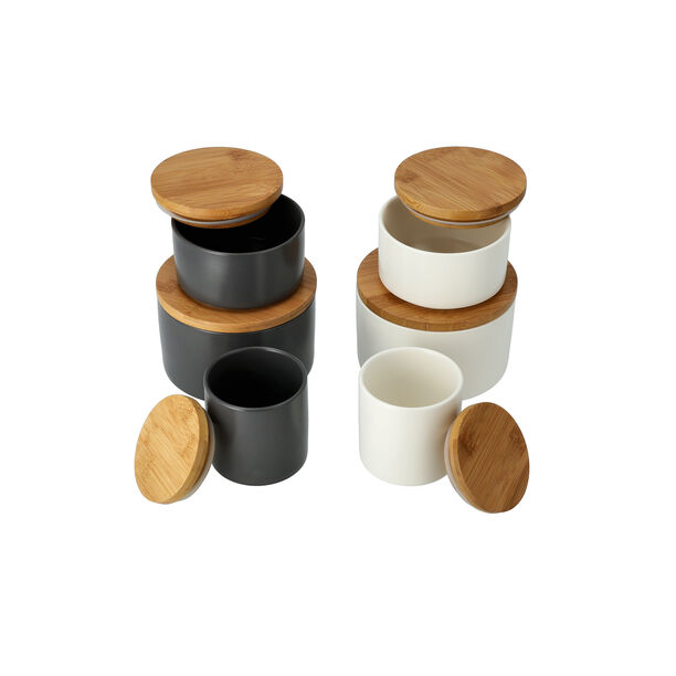 6 Pcs Set Kitchen Storage Jar with Bamboo Lid image number 2