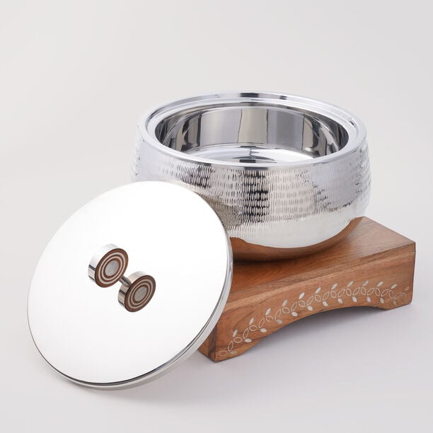 Pearl Collection La Mesa Food Warmer With Wood Stand, 31*31*29 cm image number 4