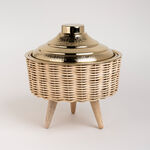 Small Bamboo Basket With Jar Gold image number 0