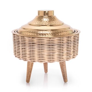 Small Bamboo Basket With Jar Gold
