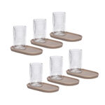 Dallaty beige glass and porcelain tea cups set 12 pcs image number 1