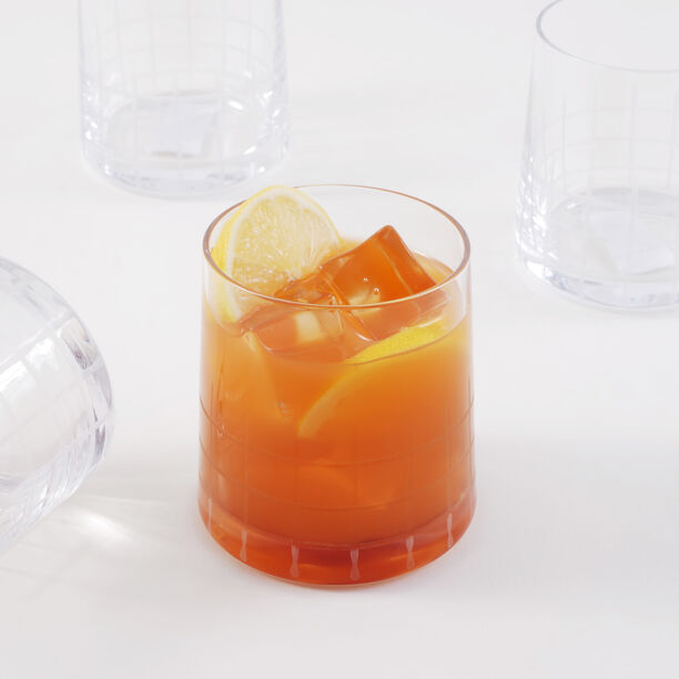 La Mesa 4 Pcs Tumbler Glass Set, Clear With Cutting Line 8*8*8.5 Cm image number 0