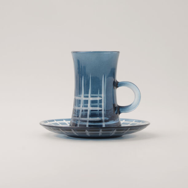 Dallaty 12pcs glass tea set, dark blue image number 4