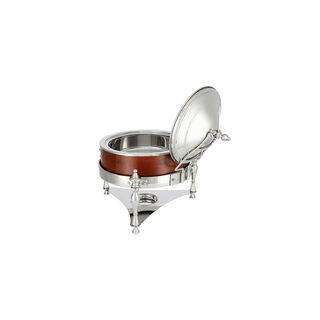 La Mesa Woood Pot Chaffing Dish With Side Hanger 3L Nickel Plated