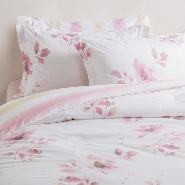 Cottage Microfiber Twin Comforter 4 Pcs Set, White/Pink, 220*160Cm image number 2