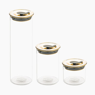 Alberto glass storage jar with gold lid 1500 ml
