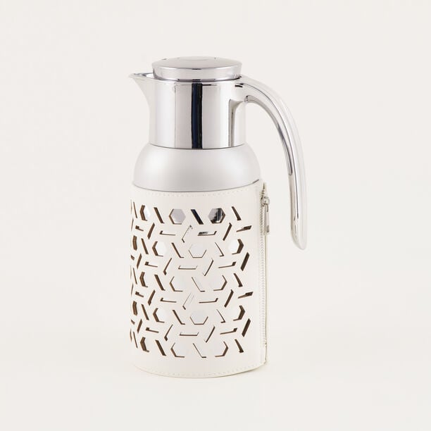 دلتي دلة ستانلس ستيل بلمسة جلد، بيج فاتح 1.3 لتر image number 0