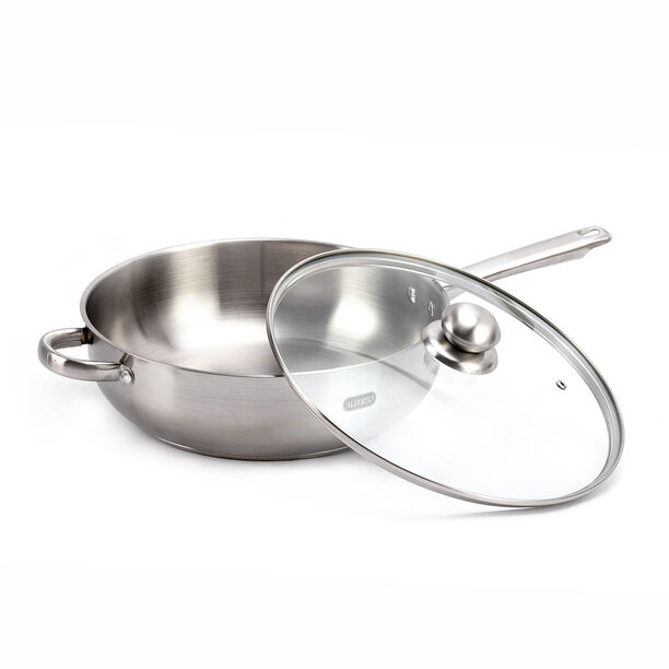 Alberto Stainless Steel Deep Frypan With Glass Lid image number 1
